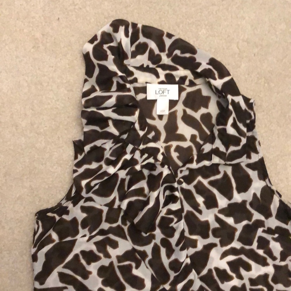 Loft Ruffle Brown & White Blouse - Picture 2 of 5